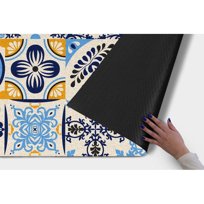 Non-Slip Floral Outdoor Doormat, W100 x L150 cm