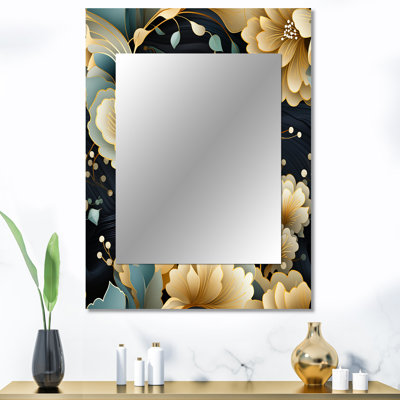 Annan bleu et beige Pailey Flowers Elegance - miroir décoratif cachemire, cachemire, miroir mural floral, reproduction d'art