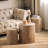 3-Piece Rustic Wooden Coffee Table,Tree Stump End Table-1784828892