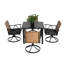 4 5 chaises de patio, mobilier d'extérieur avec chaises pivotantes stables, plateau de table en acier et coussins amovibles