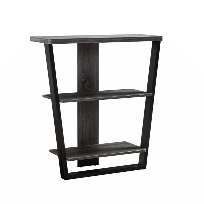 Tavare Contemporary Console Table with Three Open Shelves, Black/Gray
