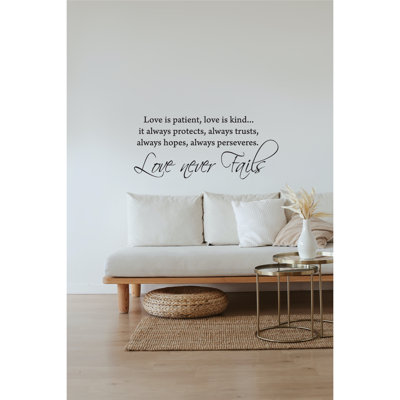 Love is Patient Love is Kind Vinyl Wall Art - Inspirational Bible Quote Decal for Living Room, Bedroom, Office - Removable & Durable Faith-Based Home Decor Sticker