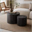 Ensemble de 2 tables basses gigognes rondes modernes en bois pour petits espaces, idéales pour le salon et la chambre à coucher-835810458