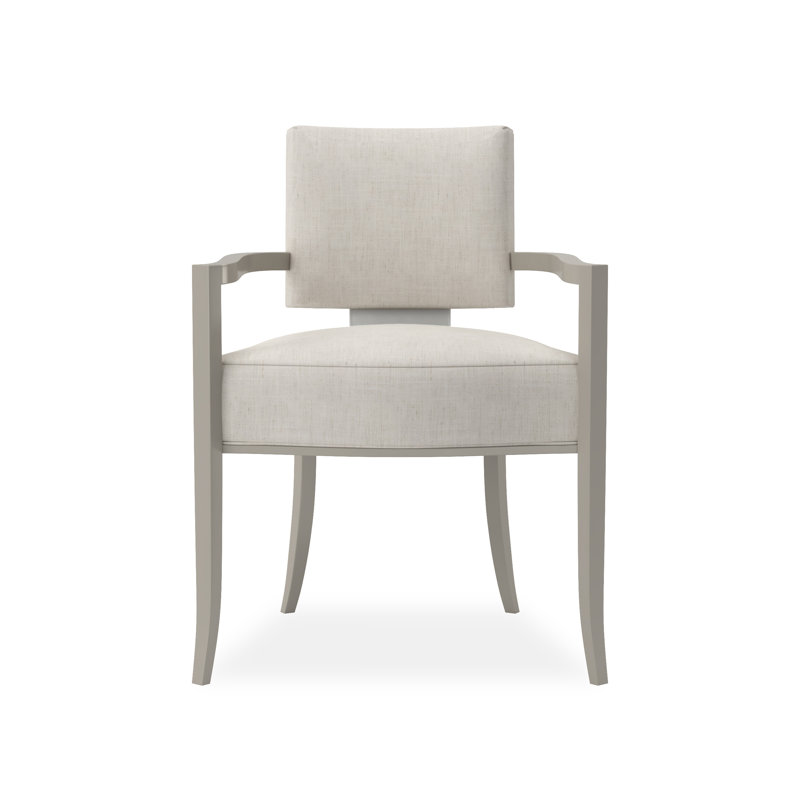Caracole Classic Upholstered Arm Chair, Beige, Pearl/Chrome