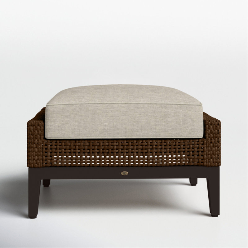 Repose-pieds péninsule tissé - acajou / châtaignier, Sunbrella® ‑ lin colombe, Welt + bourre standard, Acajou / châtaignier