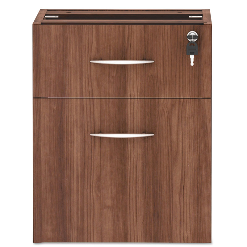 Modern Walnut 2-Drawer Lockable Legal Size File Cabinet