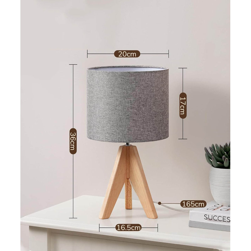 Wood Table Lamp, Natural, Grey