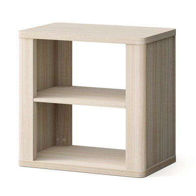 Wood End Table with Storage Shelves, 24" Tall Nightstand for Bedroom