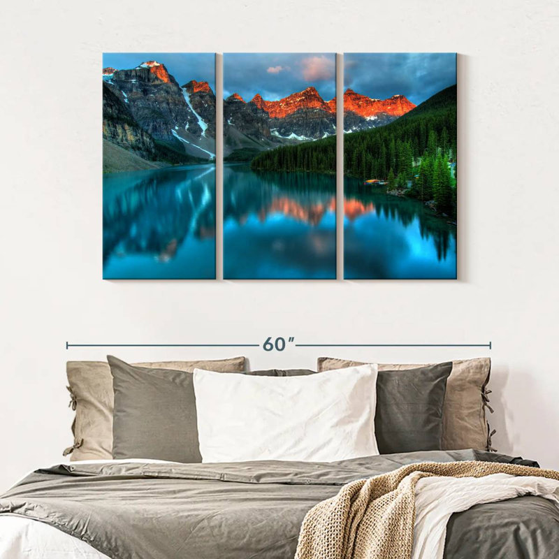 Tranquil Moraine Lake 3 pièces, H 32 po x l 50 po x P 1,25 po