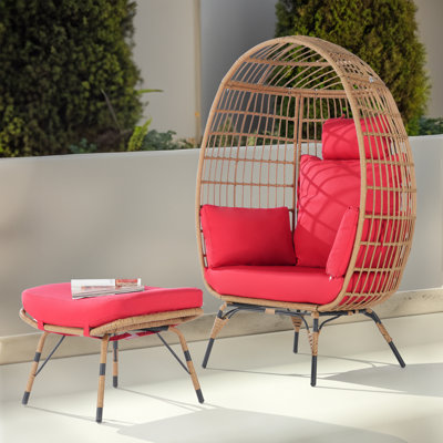 Wicker Outdoor Lounge Chair with Ottoman