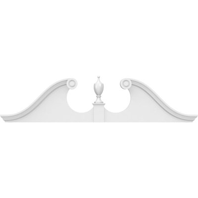 68"W x 17"H x 2-3/4"P Rams Head Architectural Grade PVC Pediment (Urn Ships Unattached in Box)