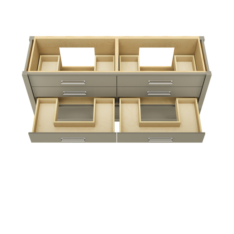 Meuble-lavabo double tiroir Kiawah, Olive française, 72", Chrome poli