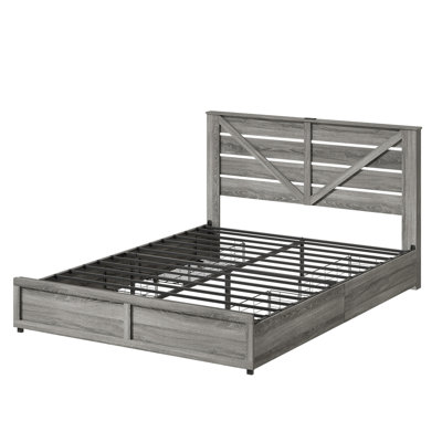Full-size Storage Bed Frame with Storage Headboard
