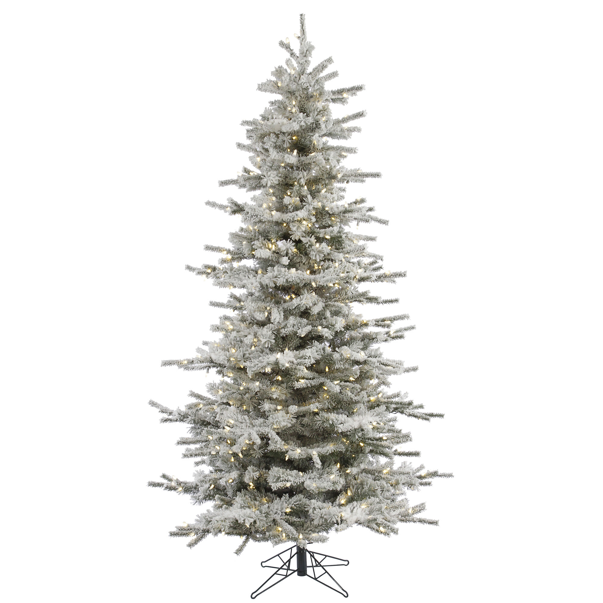 ANGELES HOME 7.5 ft. White Pre-Lit Hinged Artificial Christmas