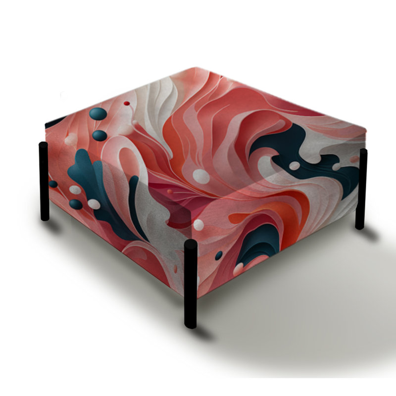 Tropical Reef Rendezvous - Motif rose - Grand repose-pieds carré abstrait
