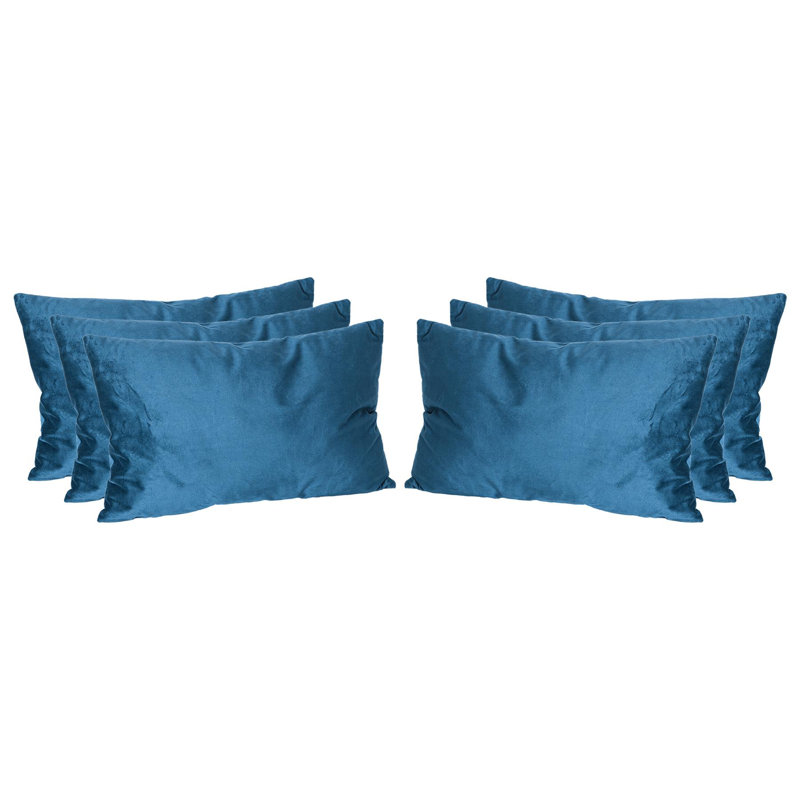 Colour Rectangular Lumbar Cushion with Filling, Blue