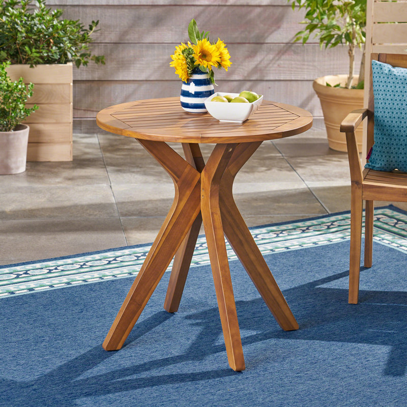 Table basse ronde en bois 27,5 po , Teck