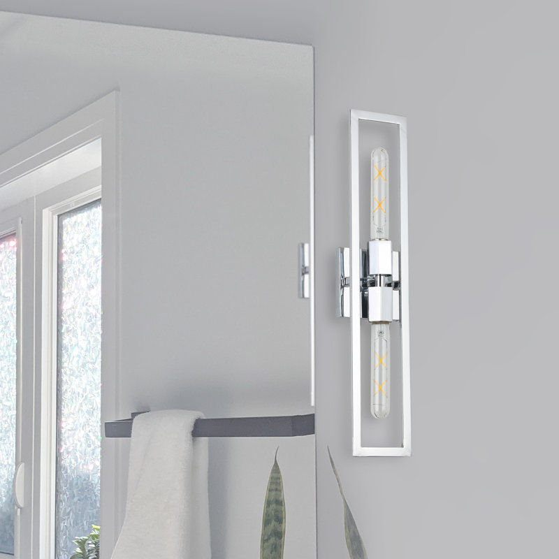 Payan 2-Light Dimmable Steel Wall Sconce, 22" H x 4.5" W x 2.5" D, Polished Chrome