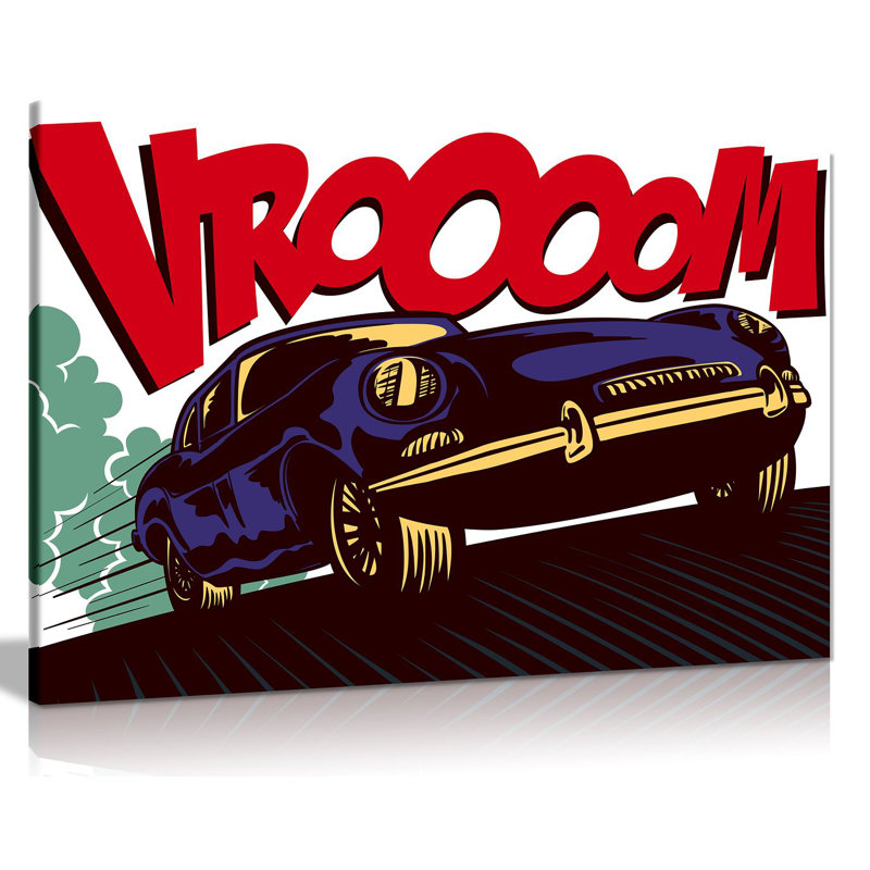 Pop Art Modern Comic Car Vroom - Wrapped Canvas Print, 41cm H x 61cm W