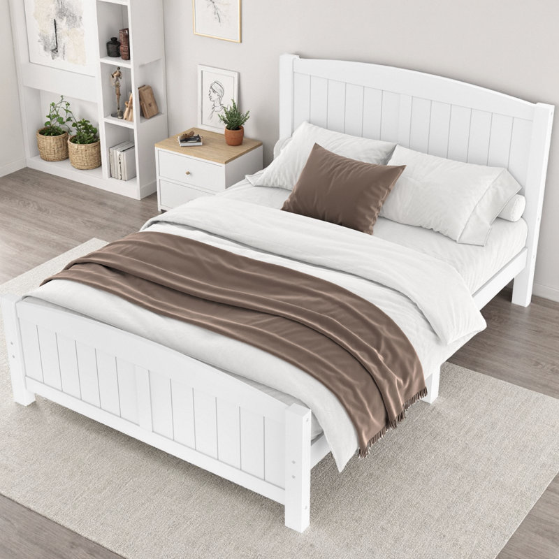 Lit plateforme double avec lattes de soutien, structure de lit plateforme en bois massif d'une capacité de 450 lb, lit minimaliste sans assemblage requis