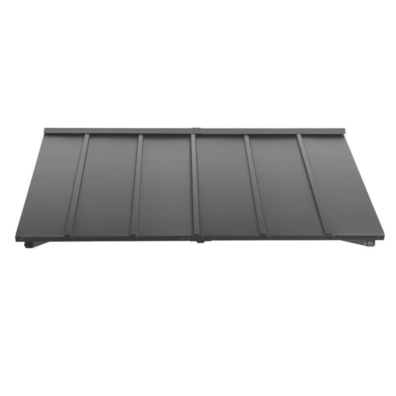 Awntech Houstonian Standing Seam Metal Fixed Awning with Open Sides, Pewter, 24" H x 104" W x 36" D, Galvanized Steel