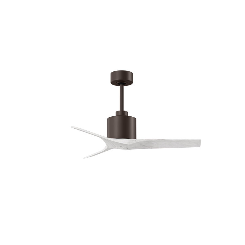 Ventilateur de plafond standard à 3 pales Ertugrul, Bronze texturé, 42", Blanc mat