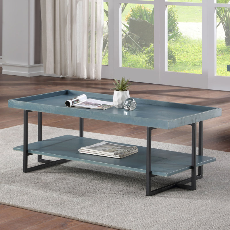 Table basse avec rangement Baden, Bleu antique