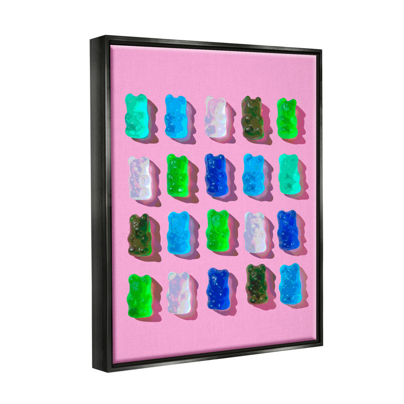 "Gummy Candy Bears" encadré sur bois par Lil 'Rue, impression, Cadre flottant noir de jais, H 31 po x l 25 po x P 1,7 po