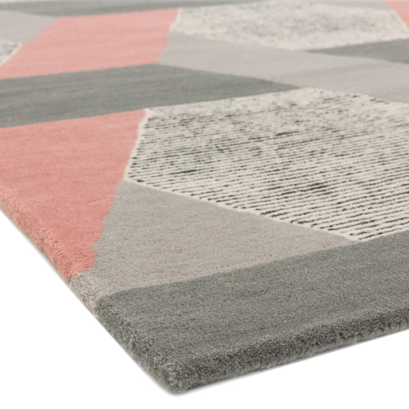 Deutsch Hand Woven Wool Pink/Grey Indoor Rug, Rectangle 120 x 170cm