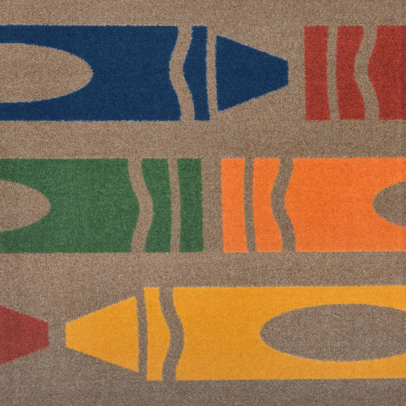 Tapis à motif de crayons géants Playful, Rectangle 3 pi 10 po x 5 pi 4 po