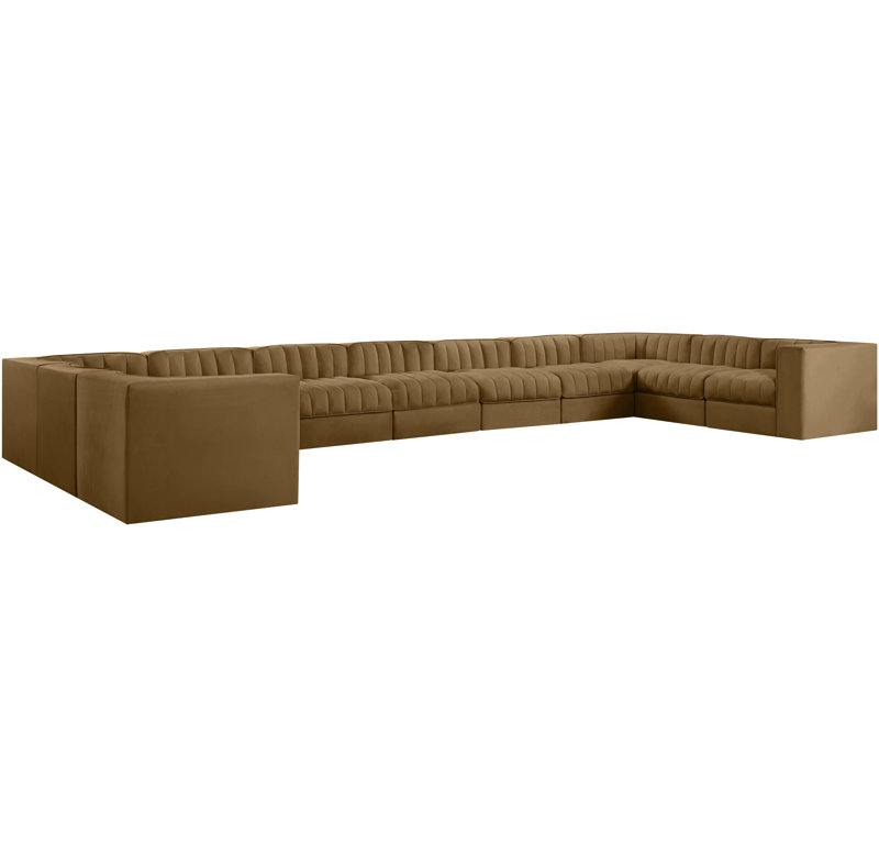 Revêtement en tissu Demars Velvet Performance 11 pièces Canapé modulaire modulaire, Velours selle, 27" H x 213" W x 97" D