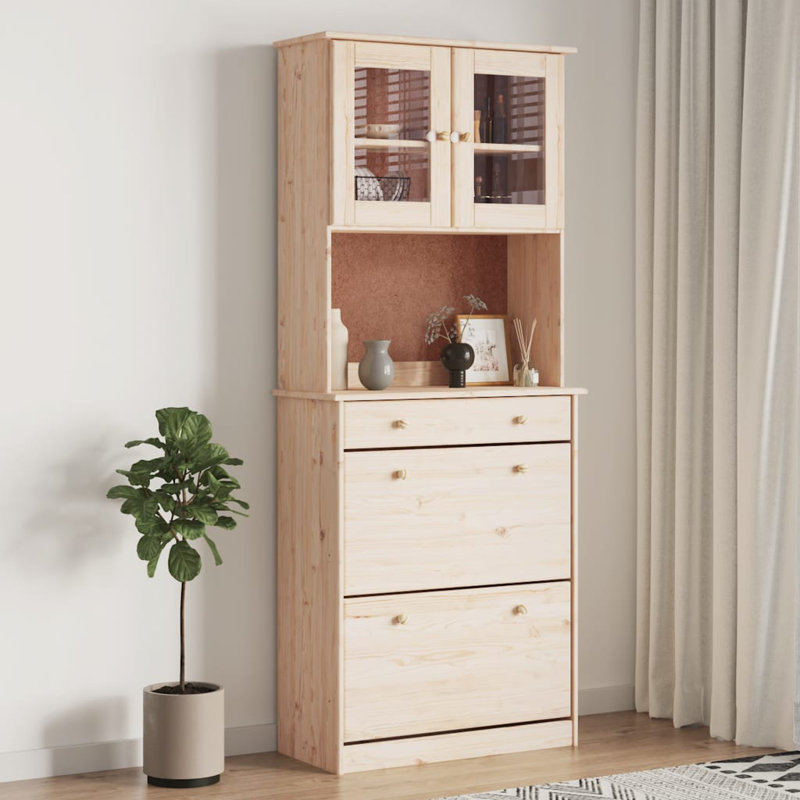 Alaiya 77cm Solid Wood Sideboard, Brown