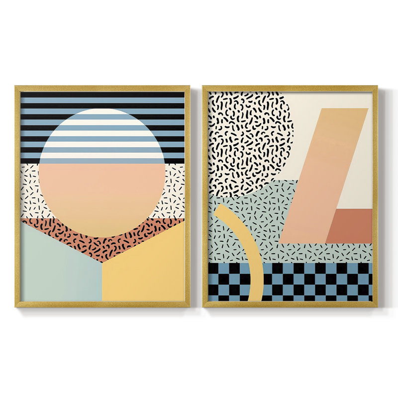 Moderne Memphis III - reproduction encadrée de qualité supérieure - prête à être accrochée - aucun clou requis - aucun clou requis