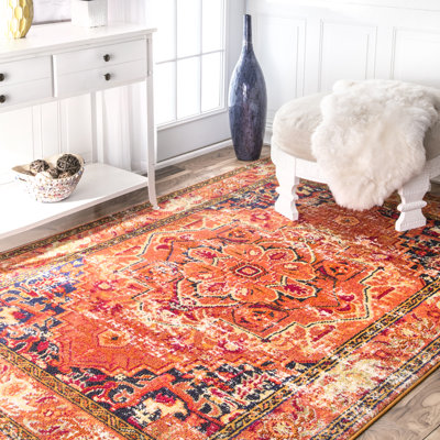 Tapis orange à motif oriental Renshaw