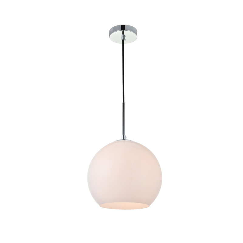 Snead 1 - Light Single Globe Pendant, Chrome, Frosted White, 70" H x 9.8" W x 9.8" D