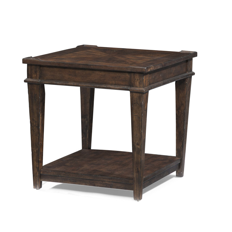 Traditional Brown Distressed Wood Rectangular End Table