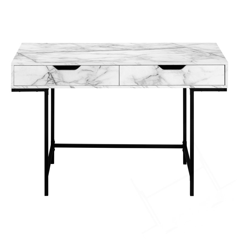 Modern Computer Desk With Storage Drawers, White