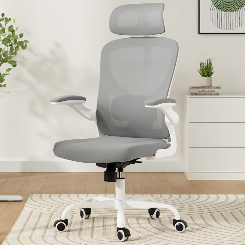 Ergonomic Mesh Office Chair With Multi-adjustable Headrest, Gray