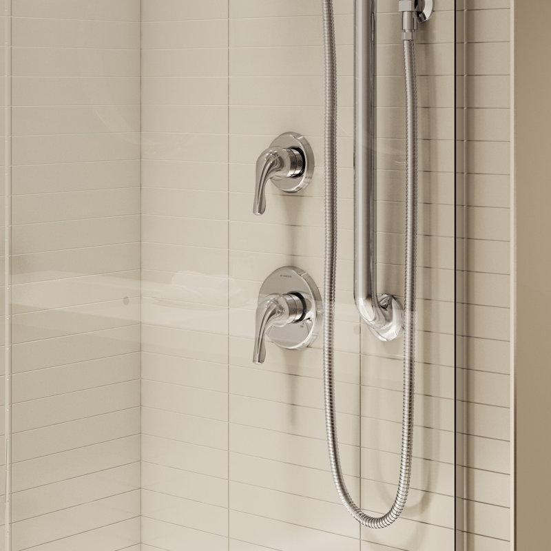Garniture de robinet de douche à poignée à pression équilibrée Origins Temptrol, Chrome poli