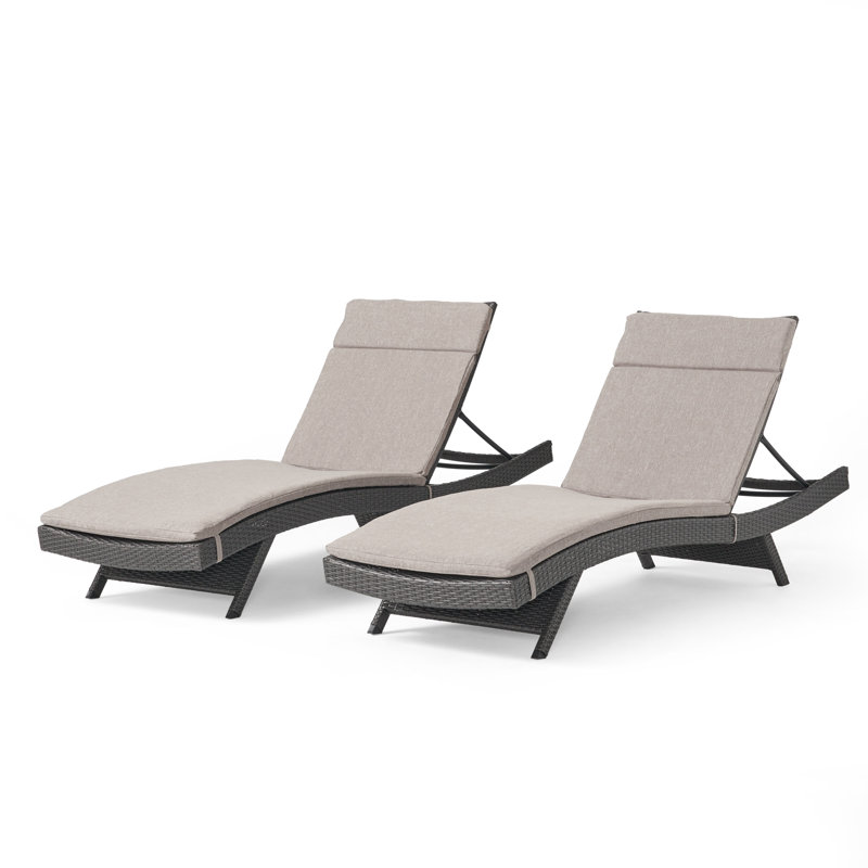Ensemble de chaises longues inclinables 79,5 "avec coussins Blaise, Charbon clair