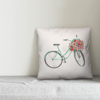 Flower Flower Delivery Bike Throw Pillow