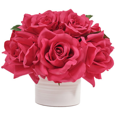 Arrangement de roses en soie en pot