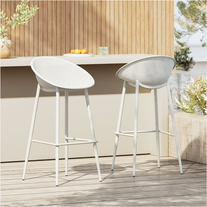 Tabouret de bar Gable (ensemble de 2), Blanc, Blanc