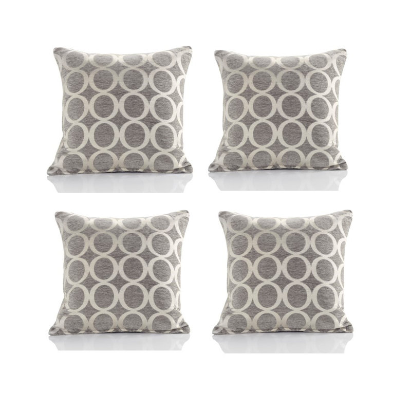 Broward Oh Geometric Cushion with Filling, Silver, 45cm H x 45cm W x 15cm D