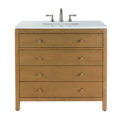 Nora 36 in W Quartz Top Single Sink Bathroom Vanity Set