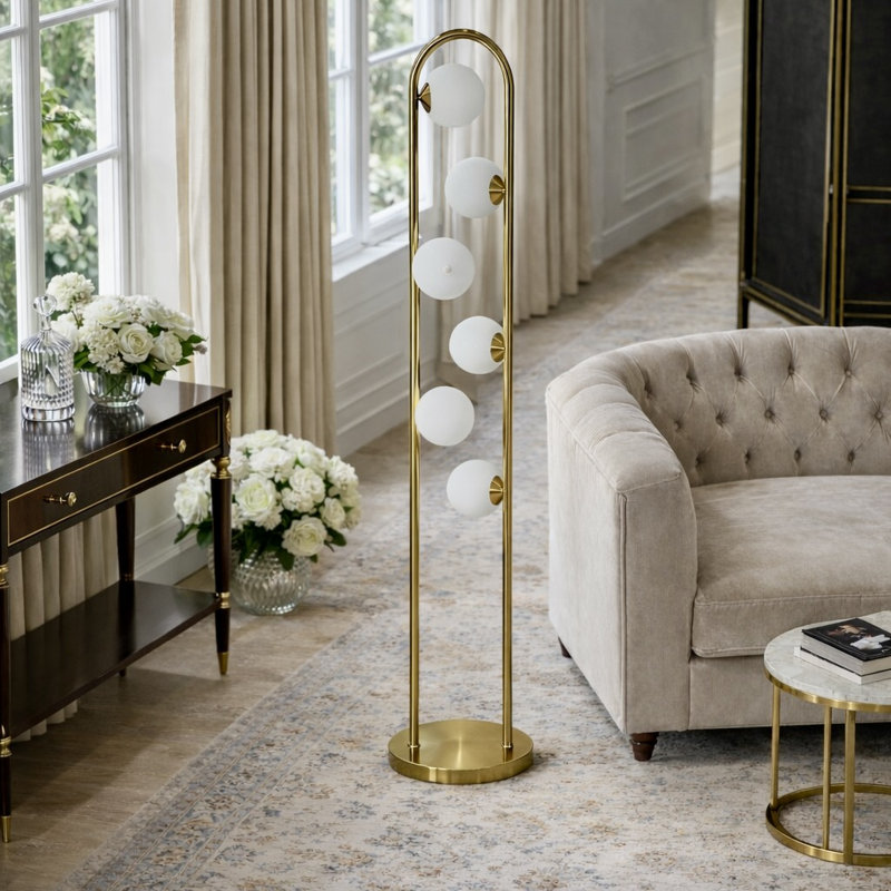 Manul 66.14'' Traditional Floor Lamp With White Shade