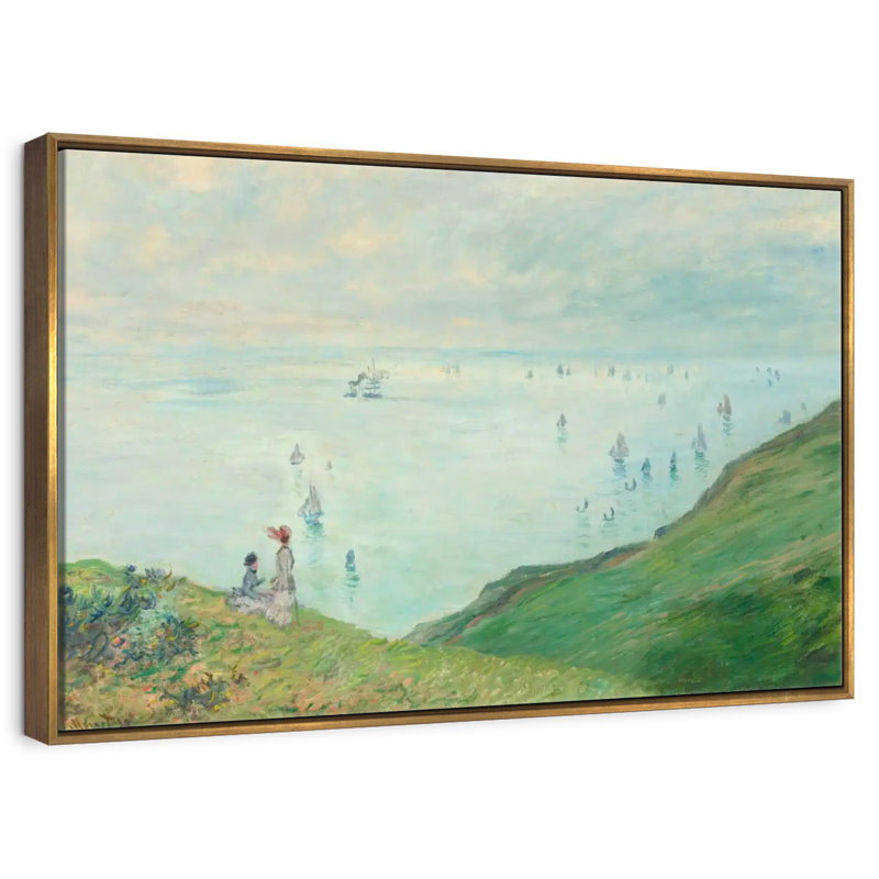 Falaises de Pourville, 1882, 13 po x 9 po, Cadre flottant doré
