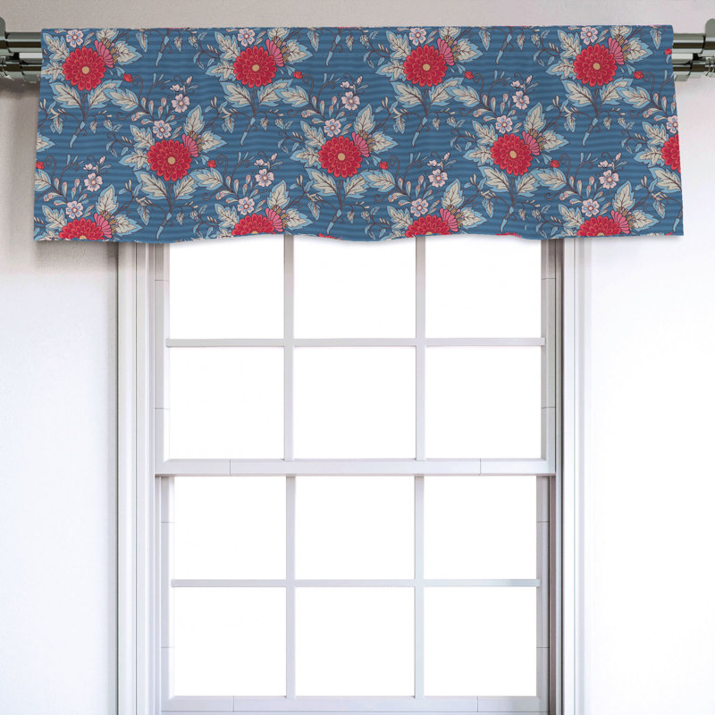 Sateen Floral Ruffled Window Valance