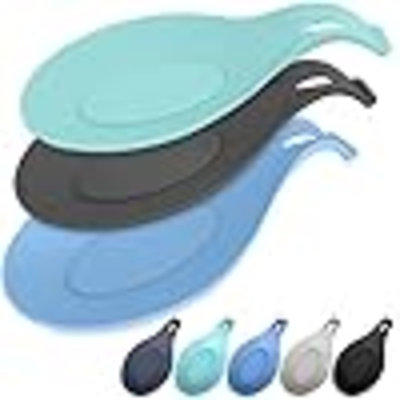 Repose-cuillère en silicone pour dessus de cuisinière, ensemble de 3 - Résistant à la chaleur, facile à nettoyer.