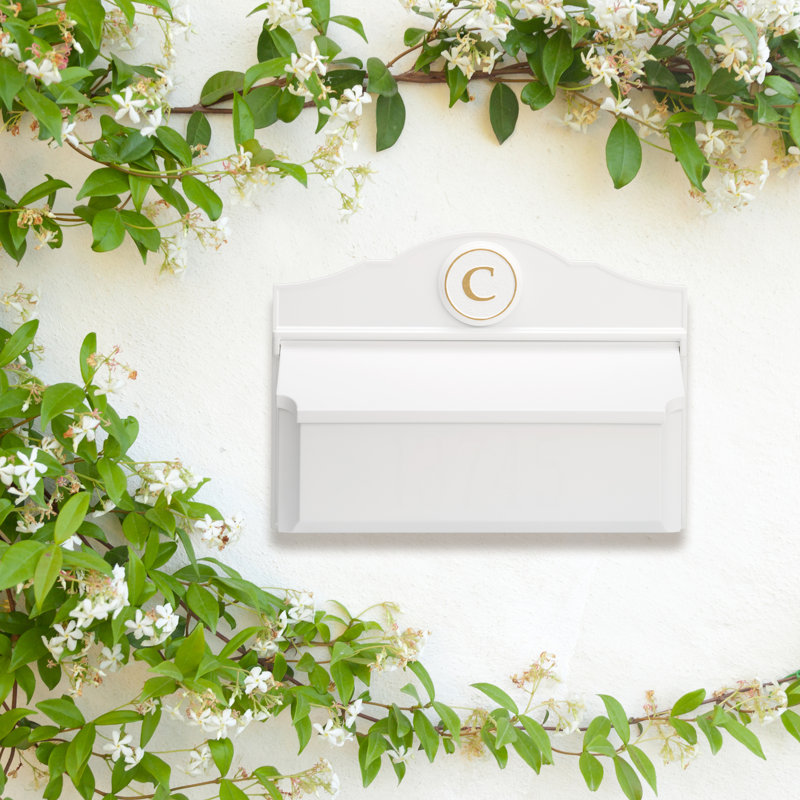 Colonial Wall Mounted Mailbox, White/Gold, Yes